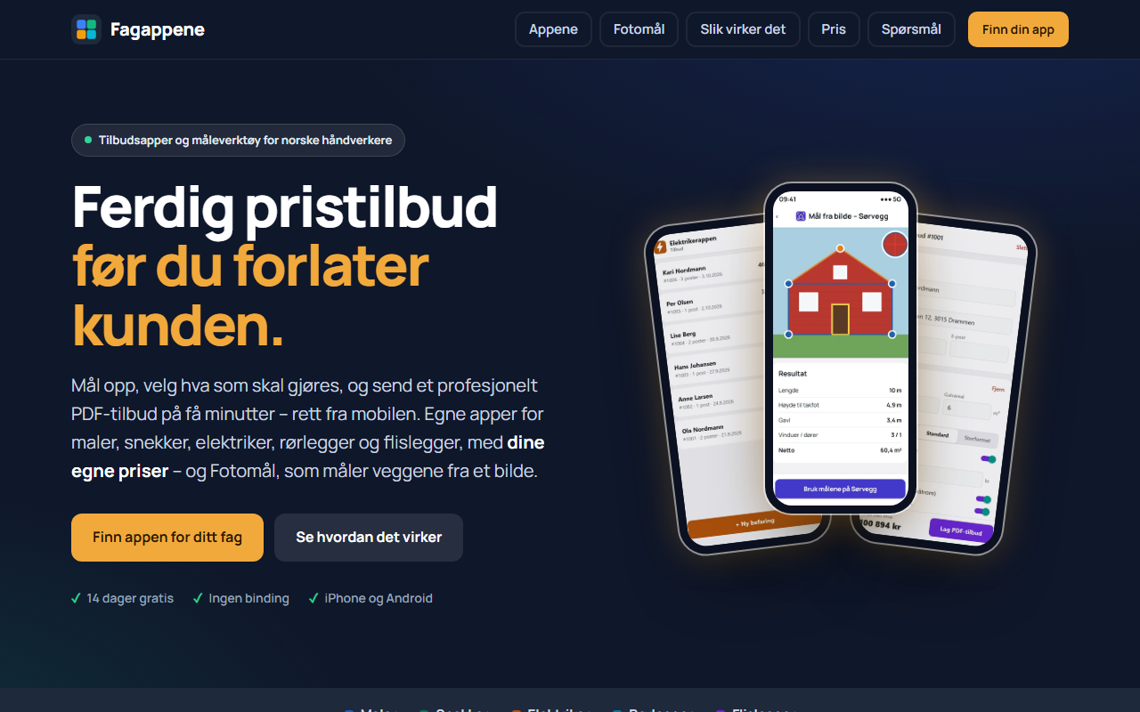 Fagappene – tilbudsapper for håndverkere